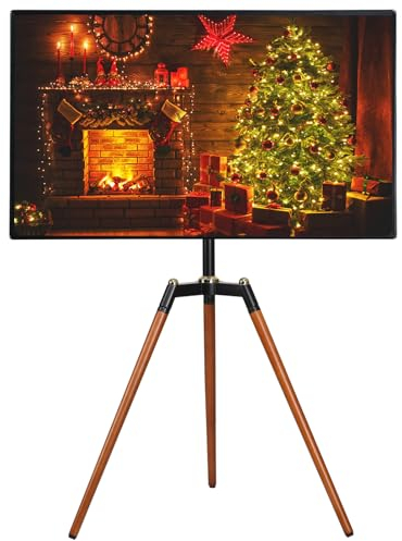 ETHU Easel TV Stand, Universal 32-65'' Solid Tripod TV Stand for LED LCD OLED Plat & Curved Screen, Height Adjustable TV Display Stand with 140° Swivel, Max VESA 600x400mm