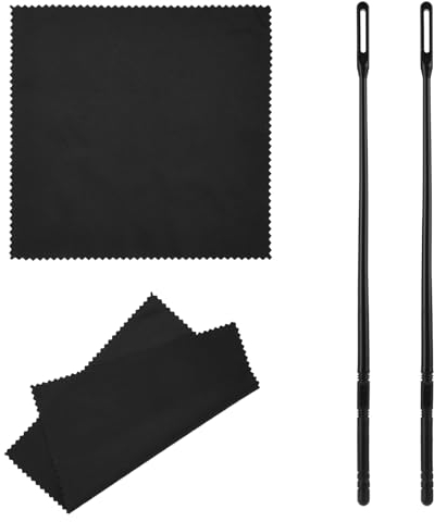 Juego de 2 paños de limpieza con 2 varillas de limpieza para flautas, limpiador de flauta profesional para el cuidado de tu instrumento (negro)