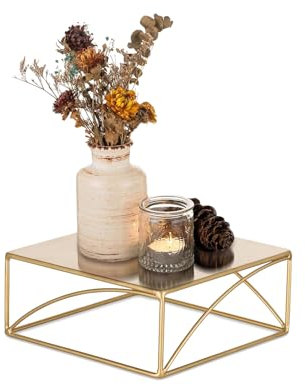 NUPTIO Cake Stand Cupcake Wedding: 21cm Afternoon Tea Stands Cup Cakes Display Gold Square Metal Pedestal Vintage for Birthday Party Christmas Baby Shower Halloween Decoration