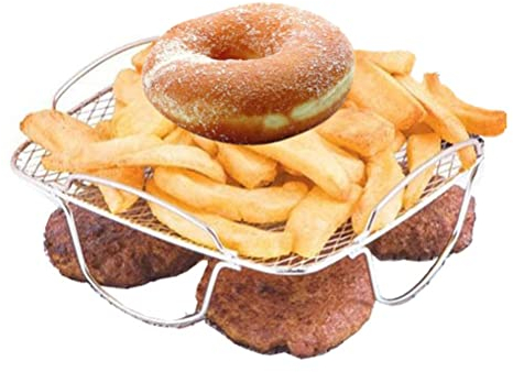 Cocoarm Luftfritteuse-Gestell, Edelstahl 304, Dörrgerät-Grill für Obst und Fleisch, Dampfgrill-Einsatz, Kompatibel mit Verschiedenen Herden, 20,5 x 20,5 x 9 cm