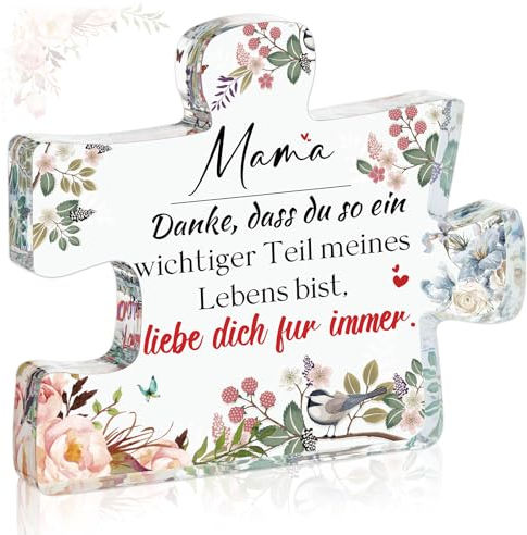 Geschenke für Mama - Muttertagsgeschenke für Mama - Graviertes Acrylblock Puzzle Mama Geschenk 12 x 10 cm - Coole Mama Geschenke von Tochter, Sohn - Rührendes Geburtstagsgeschenk für Mama Ideen
