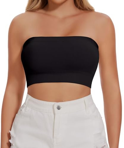 Joyshaper Reggiseno senza cuciture da donna senza spalline senza ferretto, reggiseno push up senza spalline, Nero , S