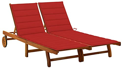 BaraSh 2-Personen-Sonnenliege mit Auflagen Akazie Massivholz Balkon Lounge Klein Garten Doppelliege