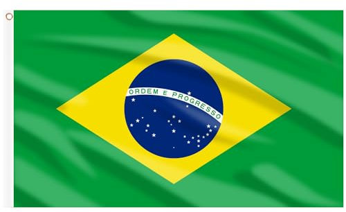 AhfuLife 4 Pcs Brasiliana Bandiere, 150 x 90cm Bandiera - Doppio Lato con Gli Occhi in Ottone per Coppa Europa Festa Decorazione, per la Decorazione Partite di Calcio per Interna ed Esterna (Brasile)