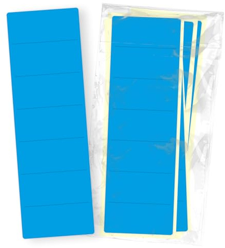 itenga 50x Ordneretiketten BREIT Ordnerrückenschild für BREITE Ordner vollflächig farbig I Ordnerschild selbstklebend aus Haftpapier 6x19cm (blau)