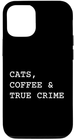 Hülle für iPhone 14 Cats Coffee and True Crime Lustige Mystery-Mordserie