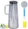 Hengsong Wasserkaraffe 1.8 Liter,Glaskaraffe mit Deckel,Wasserkrug Glas mit Auslauf,karaffe mit Untersetzer&Bürste,Glaskrug für Getränke der Meisten Arten,Anthrazitgrau,Höhe 270mm