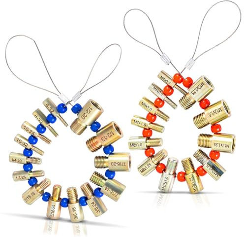 Elqubkan Gewindesteigungslehre, Muttern- und Bolzenlehren-Set, Muttern- und Bolzen-Gewindeprüfer – 26 Außen-/Innengewinde-Kennzeichnungslehren