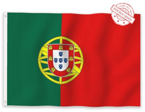 Aoihrraan Portugal Flagge 120x180cm Doppelseitige Portugiesische Nationalflagge Banner Für Feiern Im Freien Haus Garten Veranda Party Dekoration Fahnen Mit 2 Stabilen Ösen Präzision Maschine Genäht