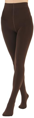 EVERSWE Women's Opaque Fleece Lined Tights, Thermal Tights (Brown, XL)