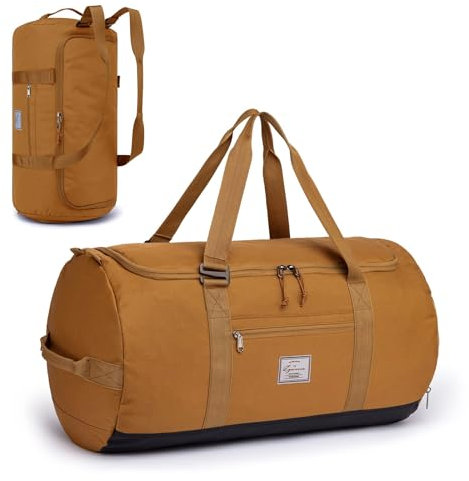 TAIHOYIN 60L Reisetasche mit Schuhfach Groß Sporttasche für Herren Damen wasserdichte Gym Trainingstasche Leichte Weekender Übernachtungstasche Handgepäck für Camping, Reisen, Fitness, Braun