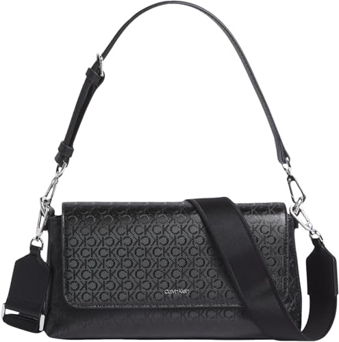Calvin Klein Damen Crossbody Bag Tasche Must Straps mit Logo-Print, Schwarz (Black), Einheitsgröße