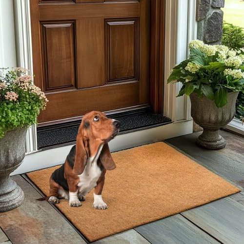 Nicoman Artificial Coir Scraper Door Mat 60 x 90 cm, Cut To Fit Boot Scraper Brush Outdoor Heavy Duty, Eco-Friendly Non Slip Large Coconut Coir Dirt Trapper, Removes Grass, Mud & Dirt, Front Door