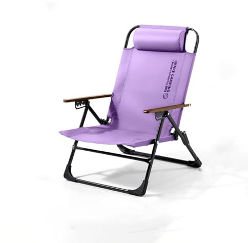 XCKJYDCDB Camping-Klappstuhl, verstellbare Armlehne, tragbarer Relaxstuhl mit abnehmbarem Kissen, für Strand, Reisen, Wandern (lila)