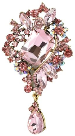 3MOG7Y1 Broche en cristal avec pendentif en verre pour femme Unisexe Strass Fleur Épingles Banquet Fête Sac à dos Accessoires, ROSE GOLD COLOR, Agate