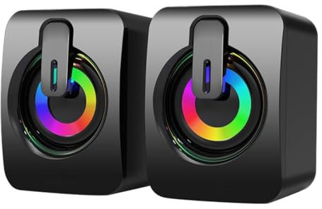 Sirxlevcy Computer Speakers USB 3.5MM PC Sound Box HIFI Stereo Microphone with LED Light for Desktop Computer Laptop Mobile Phone