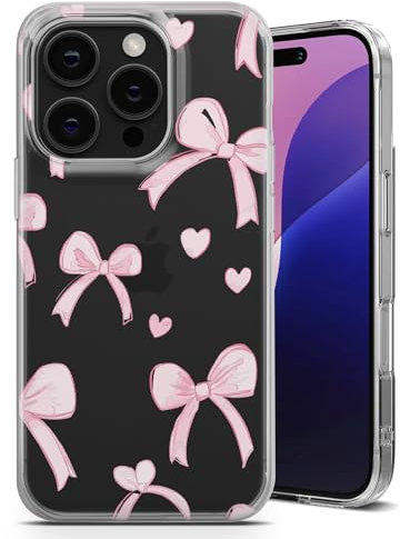 AIGAT Phone Case for iPhone 7 plus / 8 plus - Clear Soft Silicone Gel Custom Cover Beautiful Girly Bows and Hearts Design Individual Style Initials Any Text - Bow&Heart