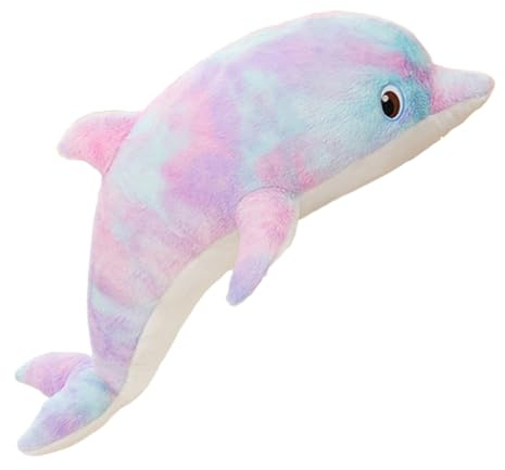 Delphin Plüschtier, Niedlicher Regenbogen Delphin Plüsch, Plüschtier Plüschtier für Kinder und Baby, Bunter Delphin Plüsch Meerestiere, Kuscheliges Kuscheltier, Weiches Kuscheltier (50cm,Lila)