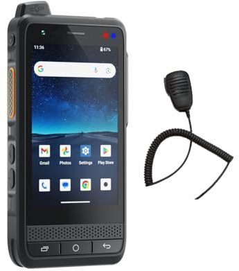 UNIWA POC Zello Walkie Talkie, F400 4G Mobile Phone Android 15 4GB+64GB IP65 Wasserdicht 3.9'' Touch Screen Robustes Smartphone 13MP Kameras SOS GPS NFC WiFi PTT 4350mAh SIM (F400+Micrófono)