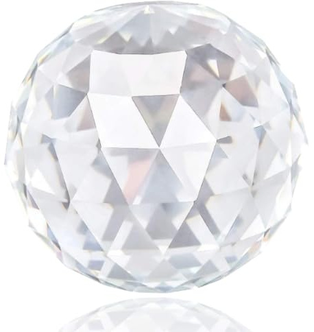 Kukyller 60/80mm Clear Crystal Ball,Clear Cut Crystal Sphere Faceted Gazing Ball Glass Ball Translucent Faceted Gazing Ball Prisms Suncatcher for Home Hotel Photography Decoration (80MM/3.15in)