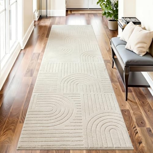 Famibay Läufer Flur 80x300cm rutschfest Teppichläufer Flur Waschbar Küchenteppich Läufer Beige für Eingang Schlafzimmer Wohnzimmer Korridor