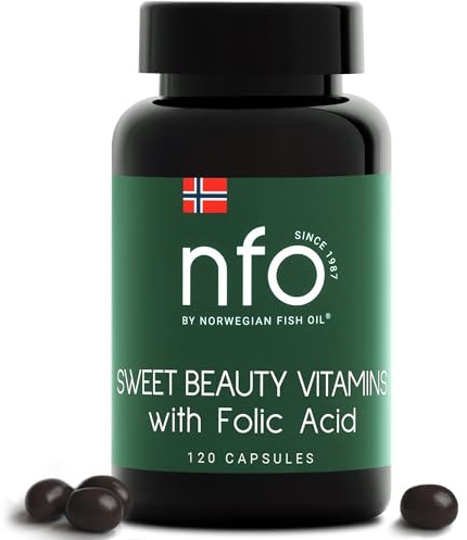 NFO SWEET BEAUTY VITAMINS [90 Multivitamin Gummies] Bioaktiver Kaubonbon-Softgels Multivitamin Komplex der neuen Generation mit Folsäure & Kakao für gesunde Haut, Haare, Nägel & Immunsystem, Norwegen
