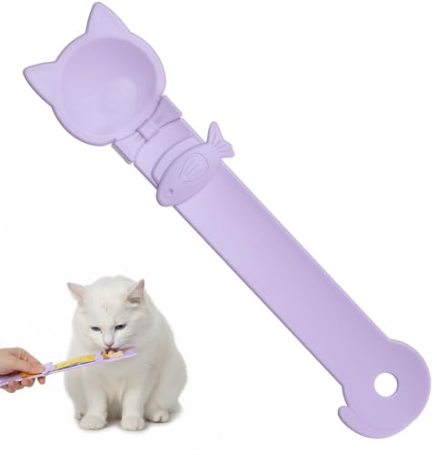 Classicseali Churu Spoon Cats,10.43 X 2.36 In Cute Cat Treat Spoon, Multifunctional Durable Cats Treat Feeder Spoons, Comfortable Grip, Suitable for Cat Liquid Treats and Wet Food, Purple