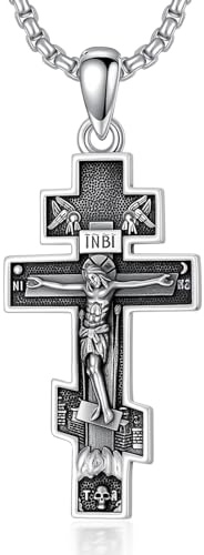 PROESS Jerusalemkreuz/Kolibri/Keltische Knoten Halskette Sterling Silber Kreuz Glaube Anhänger Cross Kette Schmuck Geschenke für Damen Herren