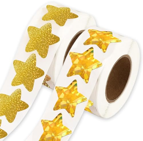 Aufkleber Sticker Sterne Gold 1000 Stück Goldene Sterne Stickers Aufkleber 2,5cm Selbstklebende Sternenaufkleber für Belohnung