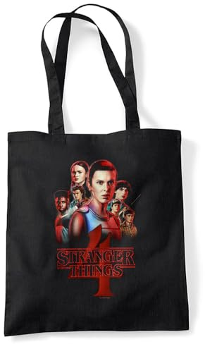 Stranger Things Season Four Poster Bolsa de viaje reutilizable para comestibles, Negra