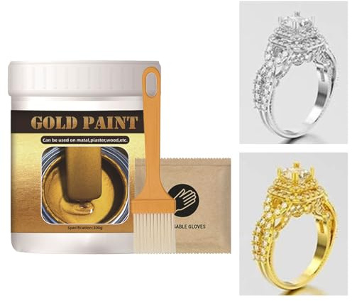 Générique Peinture Dorée Liquide – 300 G De Peinture Artisanale Soluble Dans L'eau, Idéale Pour Les Meubles, La Quincaillerie, Le Bois, Les Textiles, La Décoration De Fenêtres, L'artisanat