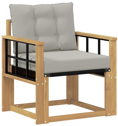 vidaXL Outdoor-Sofa Massives Akazienholz und Textilene Weiß, Balkon Garten Sofa, rechteckige Garten-Lounge Sitzgruppe, strapazierfähige Möbel für entspannte Terrassenstunden