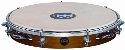 Meinl Percussion Traditional Wood Pandeiro - Rahmentrommel mit Schellen - Durchmesser 10 Zoll - Ziegenfell - Siam Eiche / Stahl, Braun / Verchromt (PA10CN-M)
