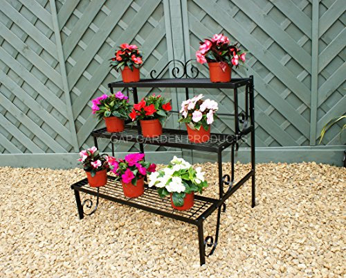 GAP GARDEN PRODUCTS Solid Metal Elegant 3 Tier Plant Pot Stand (3 tier étagère)