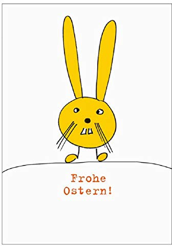 Frühlingshafte Ostergrüsse mit gelbem Osterhasen • auch zum fröhliches Premium Klappkarte mit Ostermotive mit Umschlag für Freunde, Familie und Kollegen