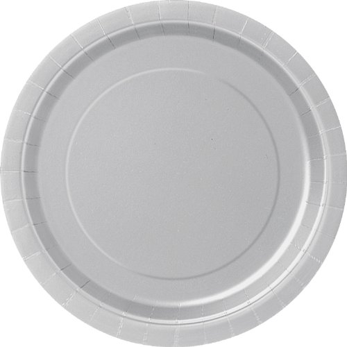 32 SILVER Paper Plates Disposable 9 Wedding Anniversary Party Picnic BBQ