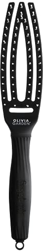 Olivia Garden Fingerbrush Care Iconic - Small - Schwarz - Nylonborsten Haarbürste für sanftes Entwirren & gesundes Haar