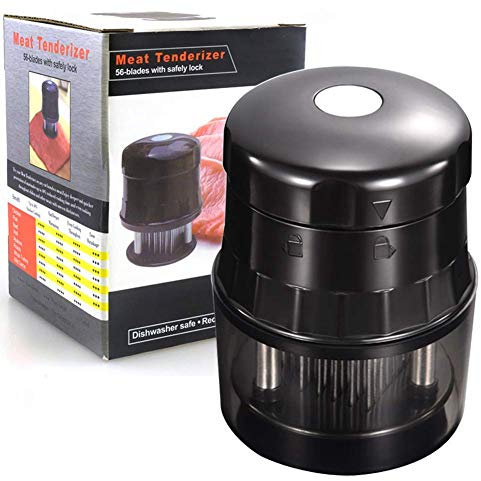 Koncle Professioneller Fleischklopfer mit 56 Edelstahlklingen, Kochwerkzeug für Steak, Huhn, Fisch, Schweinefleisch, langlebig, Backen, Küche, Zugang, 11,7 x 8,6 x 8,6 cm, Schwarz