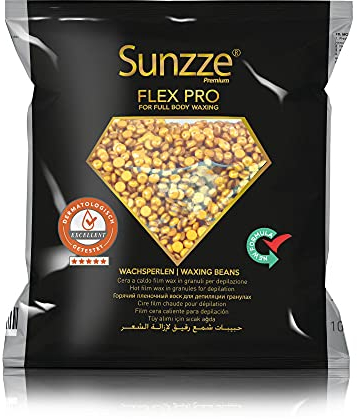 Sunzze Gold Wachsperlen Flex Pro Full body Luxery Wax, Wachs Haarentfernung, für Ganzkörper Enthaarung, Heißwachs, feinkörnige Wachsbohnen (1kg)