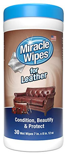 MiracleWipes for Leather Cleaning & Conditioning - Vehicle, Furniture, Shoes, Jacket, Interior, Upholstery - Clean, Protect, Moisturize - UV Protection, Help Prevent Fading, Cracking - (30 Count)