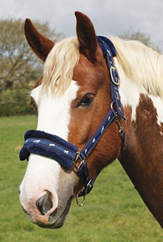 Rhinegold Unisex-Erwachsene Logo Headcollar Fleece Trim-Cob-Blue Halfter, blau