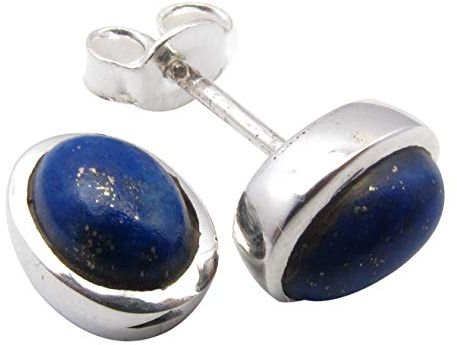SilverStarJewel 925 Sterling Silber Lapislazuli Ohrringe 1 cm Neuer Edelstein