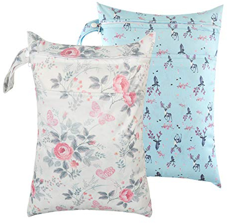 HBselect 2pcs Windeltasche wasserdichte Wiederverwendbare Wickeltasche Beutel mit Reißverschluss Feuchttücher Organiser für Babys und Kleinkind