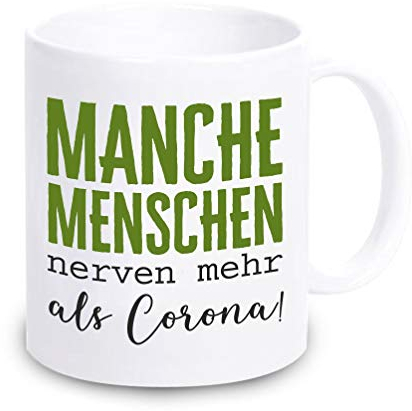 4youDesign Tasse/Kaffeebecher mit verschiedenen Motiven zum Thema Corona | lustige Geschenkidee - Gag Scherzartikel schwarzer Humor (Manche Menschen Nerven mehr als Corona, ohne Personalisierung)