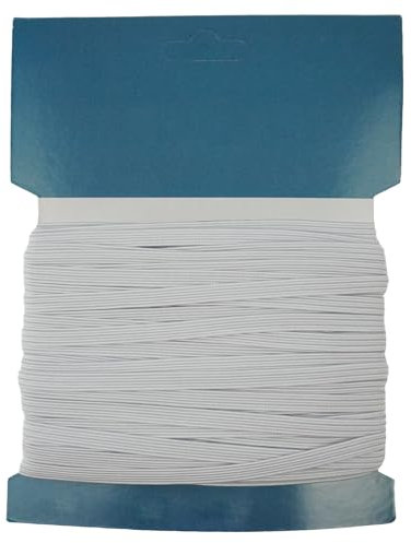 WedDecor Weißes 6 mm flaches Gummiband für Näharbeiten, 25 Meter geflochtene elastische Kordel Stretch, weiche glatte Oberfläche, elastische Kordel zum Stricken, Kleidung, Kunst und Heimwerken