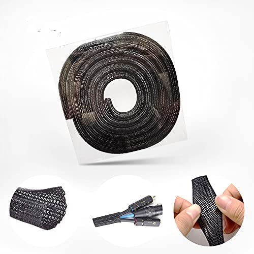 YIXISI Länge 2m, Durchmesser 16mm Kabel Organizer, Kabelschlauch Gewebter, Kabelmantel, Kabel Verstecken, Kabelmanagement, für Zuhause Büro, PC, TV Kabel (Schwarz)