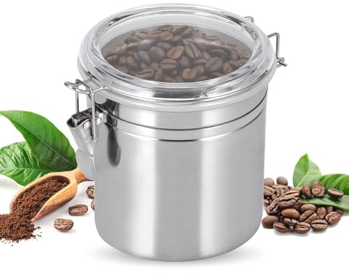 Bote hermético de acero inoxidable, botes metálicos para almacenar alimentos Recipiente para azúcar en la cocina con tapa y abrazadera de cierre para té, café en grano