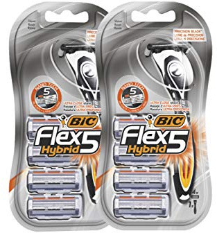 BIC Flex5 Hybrid Rasierer-Set für Herren, 2 Griffe und 8 Ersatzteile
