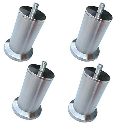 4 Stück Gebürstetem Edelstahl Möbelfüße,Sofafuss Bett Beine mit M10 Bolzen,Metall Ersatz Tischbeine,Verstellbare Küche Badezimmer Schrankbeine,Glastisch Couchtisch Sockelfüße,18 Größen(12.5cm/4.9in)