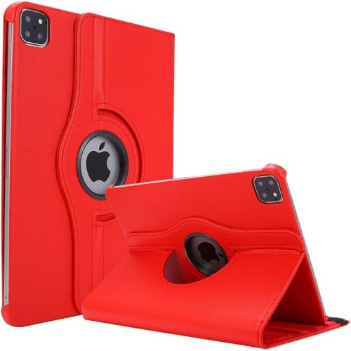 World biz Schutzhülle für iPad Pro 12,9 Zoll (6. / 5. / 4. Generation 2022 / 2021 / 2020), 360 Grad drehbarer Ständer, Schutzhülle, Folio-Leder, Smart-Cover, automatische Sleep/Wake-Funktion, Rot